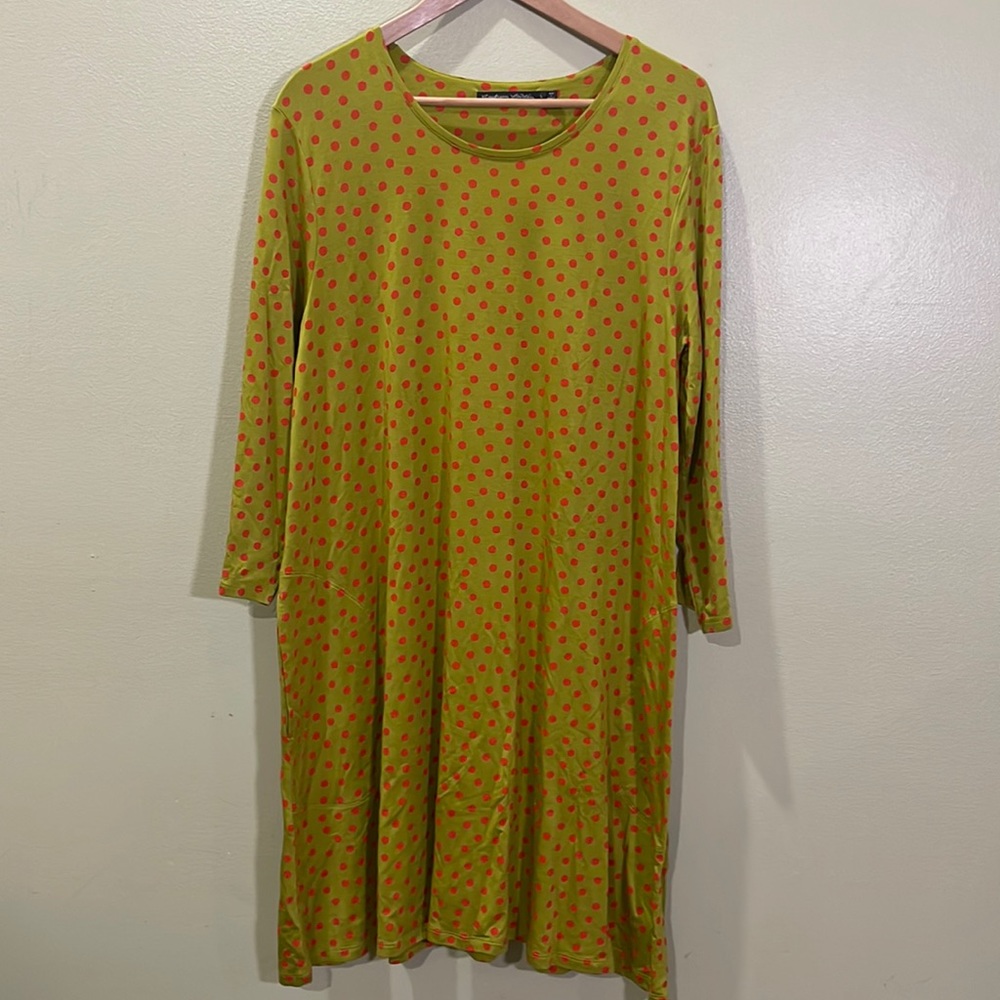 Gudrun Sjoden Lyocell Midi Polka Dot Dress Lagenlook, Casual, Day Dress